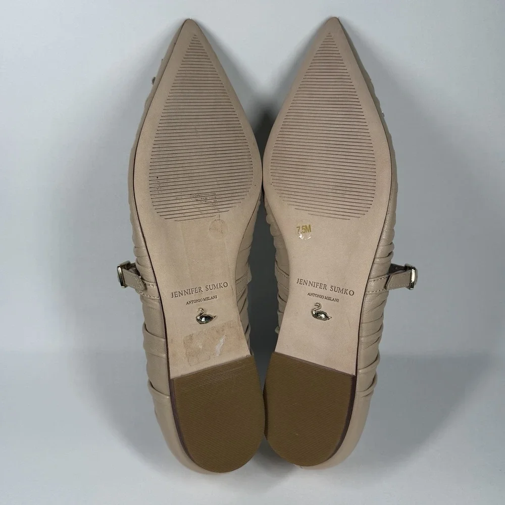 Antonio Melani Jennifer Sumko Size 7.5 M Nude Bling Lyssa Lou Mary Jane Flats